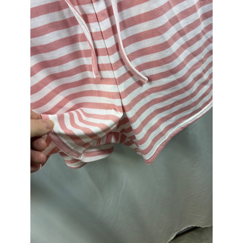Pink Lily Womens Pink White Striped 3/4 Sleeve Drawstring Romper Size Large - Picture 4 of 4